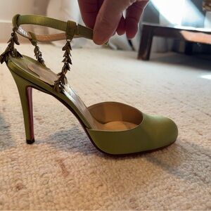 Christian Louboutin Green Heels with Leaf Details
